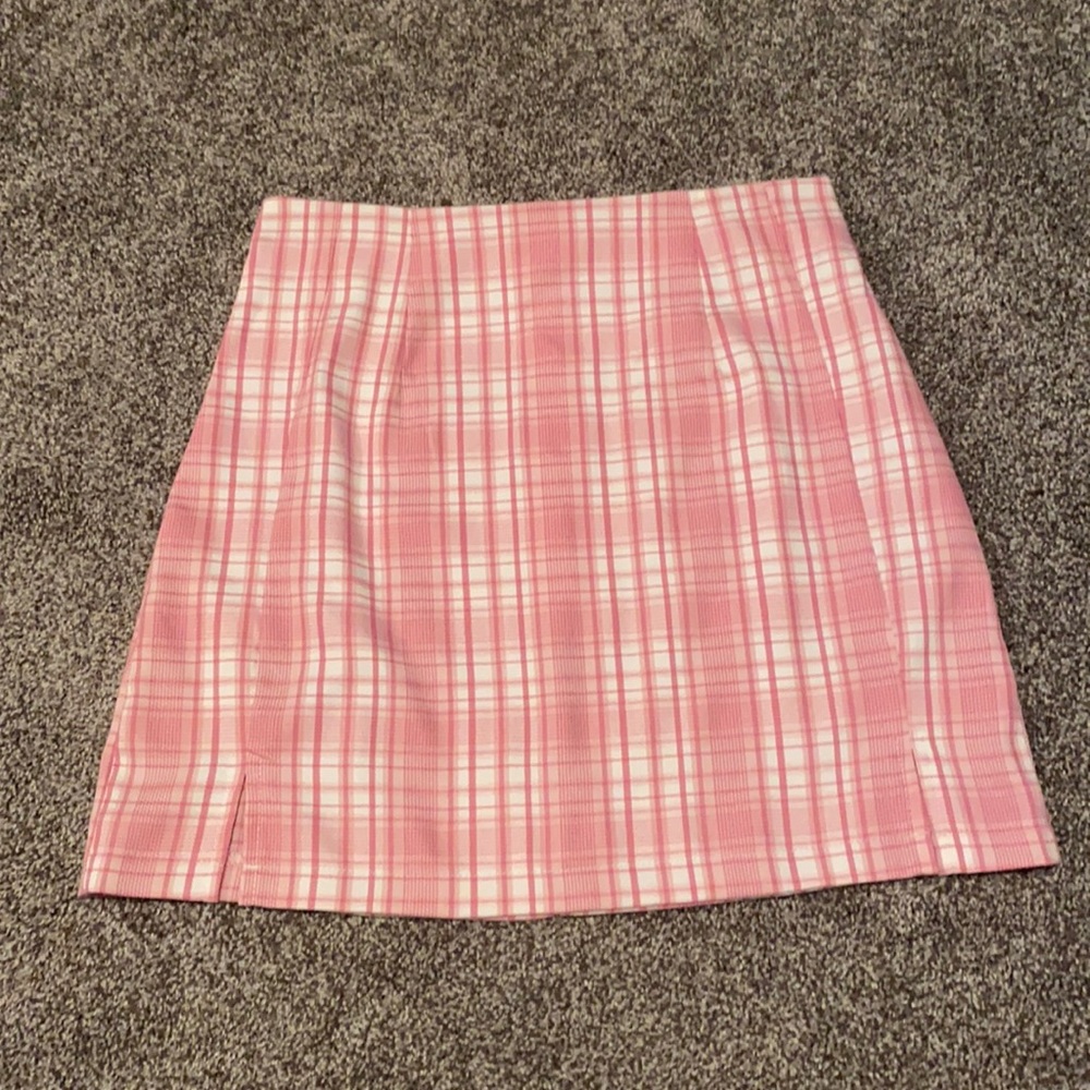 SHEIN Pink Plaid Skirt
